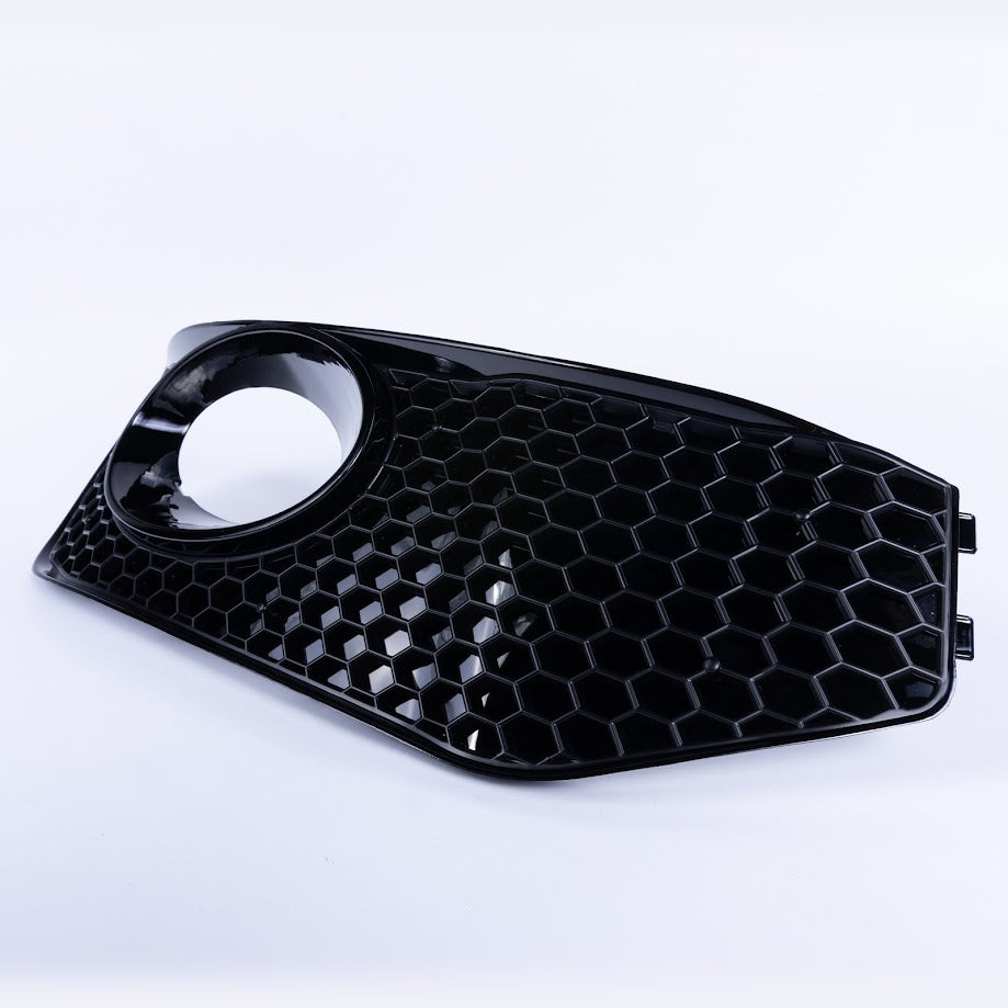 For VW T5 .1 Honeycomb Sportline Front Spoiler Foglight Trims (Gloss Black)