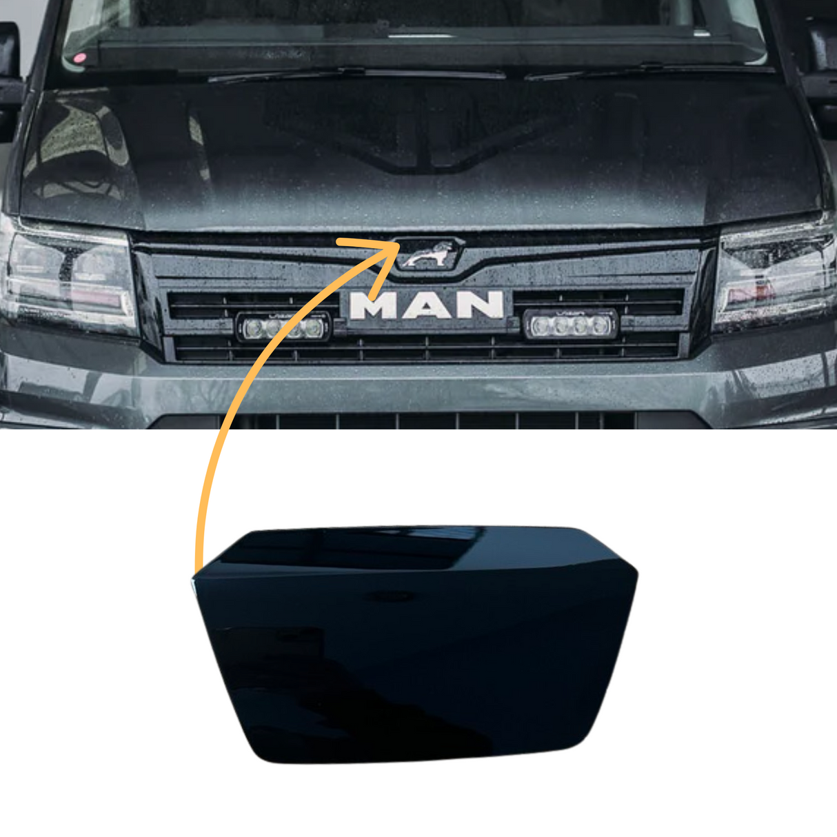 Voor MAN TGE Badgeless Grille Afdekplaat – Glanzend Zwart, Slanke Frontgrille Upgrade, Premium Van Accessoire