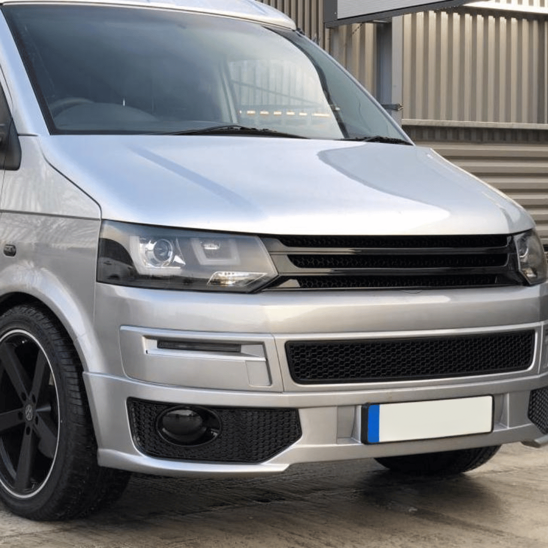 For VW T5 .1 Honeycomb Sportline Front Spoiler Foglight Trims (Gloss Black)