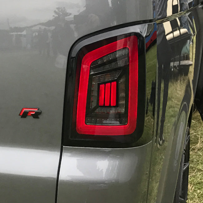 For VW T5/T5.1 Transporter MK3 Barndoor Smoked Full Frame LED Rear Lights - LHD | Van-X