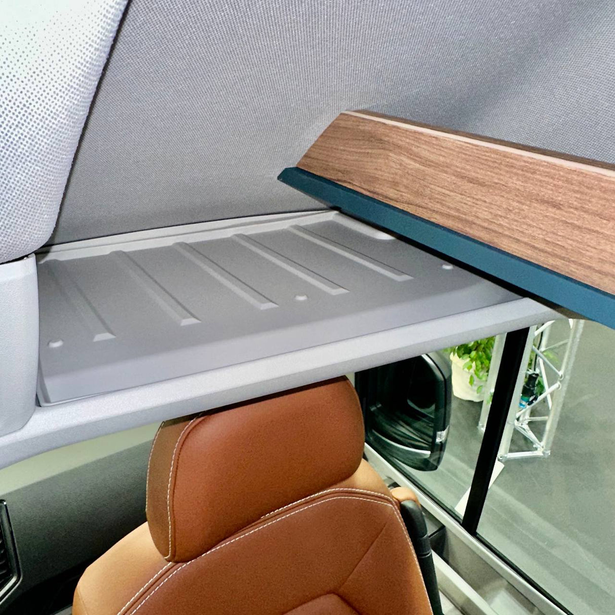 For MAN TGE Front Cab Shelf Light Grey Rubber Inserts – Storage Liner (2018+)