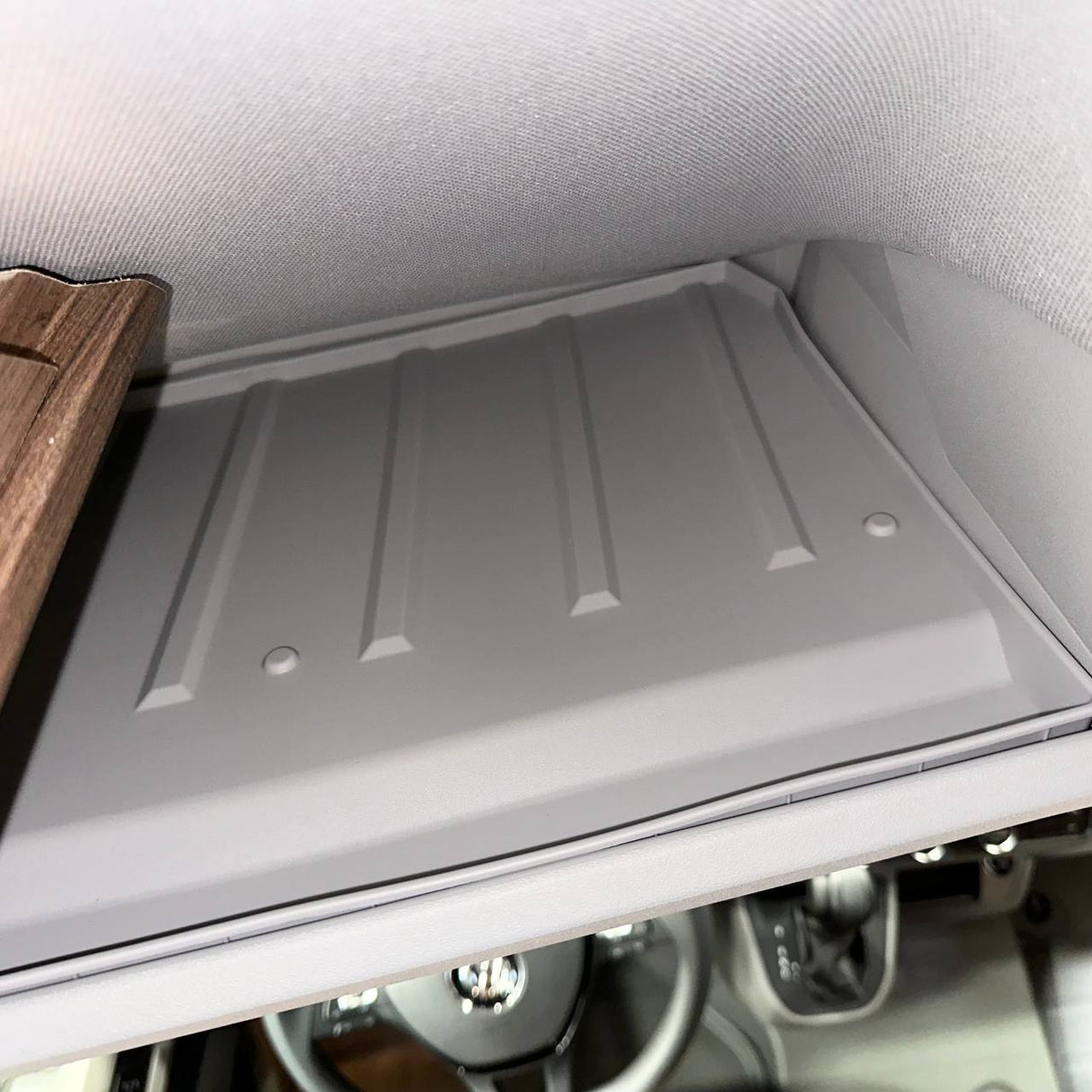 For MAN TGE Front Cab Shelf Light Grey Rubber Inserts – Storage Liner (2018+)