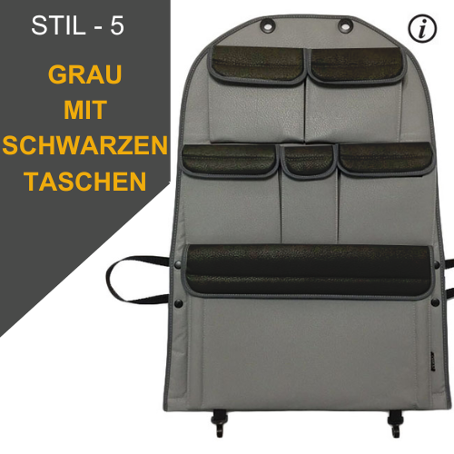 For VW T5 & T5.1 Transporter Campervan Single/Captain’s Seat Leatherette Back Seat Organizer – Van Storage Accessory