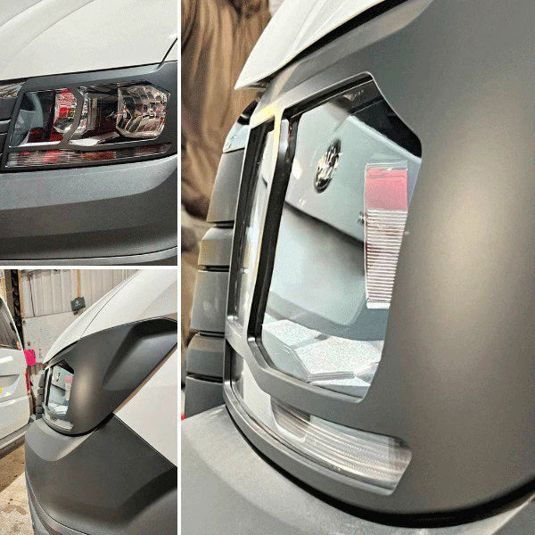 For VW Crafter New Shape Headlight Guards – Hammerite Ultimate Matte Black – Premium Protection | Van-X