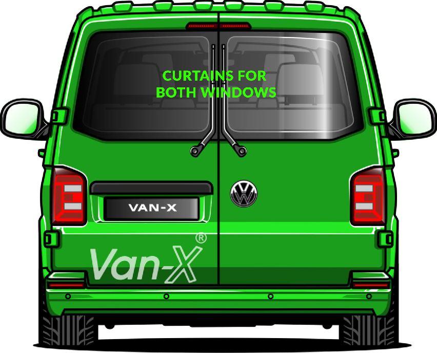 For VW T6.1 Transporter Van Conversion Premium Curtains Van-X - Black/Grey