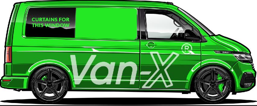 For VW T6.1 Transporter Van Conversion Premium Curtains Van-X - Black/Grey