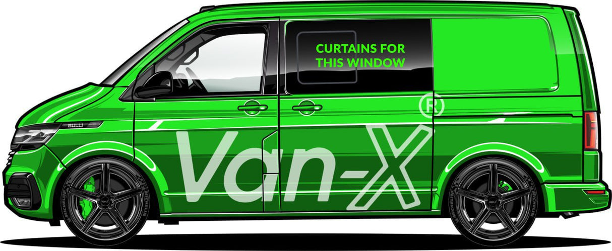 For VW T6.1 Transporter Van Conversion Premium Curtains Van-X - Black/Blue