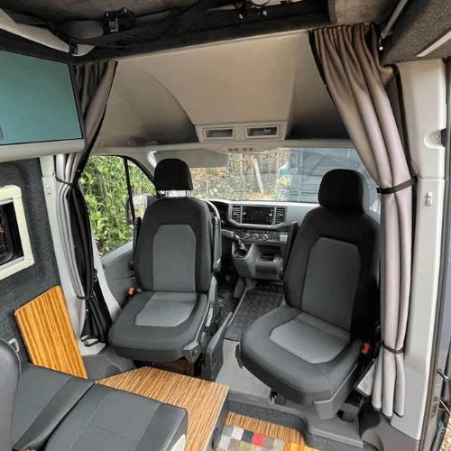 Rideaux pour VW Crafter/MAN TGE 2017-26 L3/L4 Double Porte Coul. & Battante Gris
