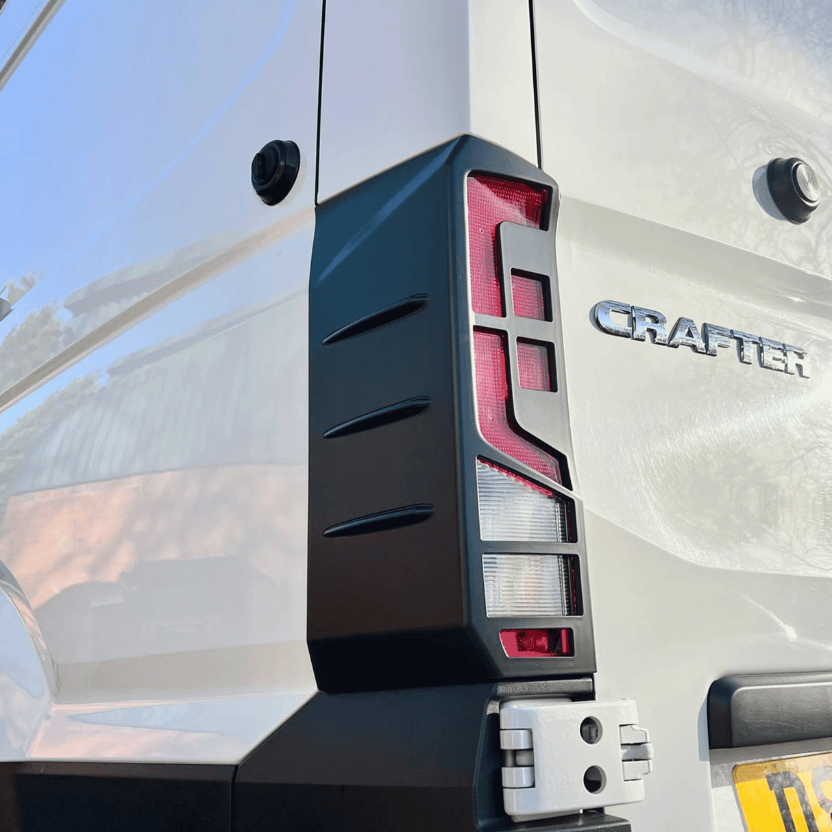 For VW Crafter Rear Light Guards - Hammerite Ultimate Matte Black (2018 Onwards)