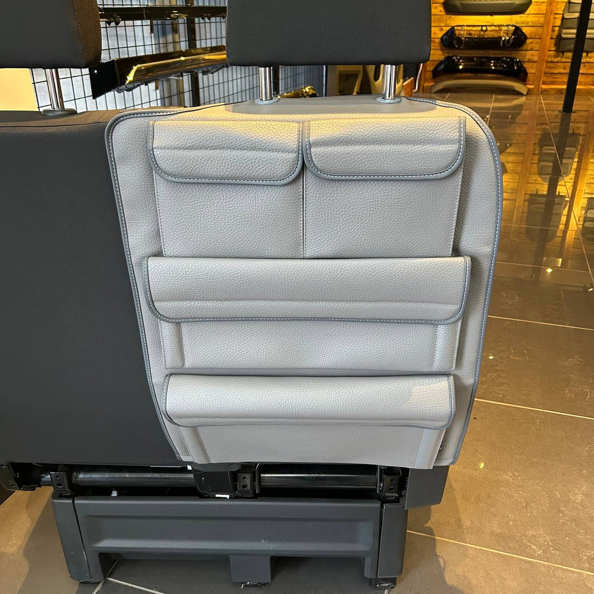 Per il nuovo VW Crafter Organizer Schienale Sedile Passeggero Doppio Destro | Tasca portaoggetti in ecopelle grigio scuro – Van-X