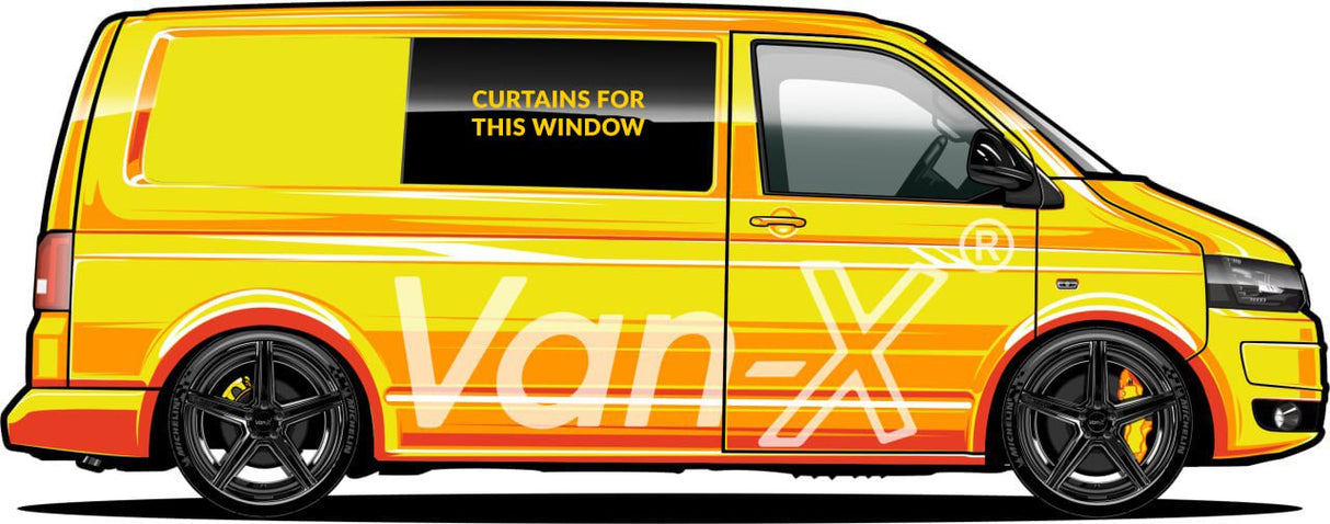 For VW T5 Transporter Van Conversion Premium Curtains Van-X - Black/Grey