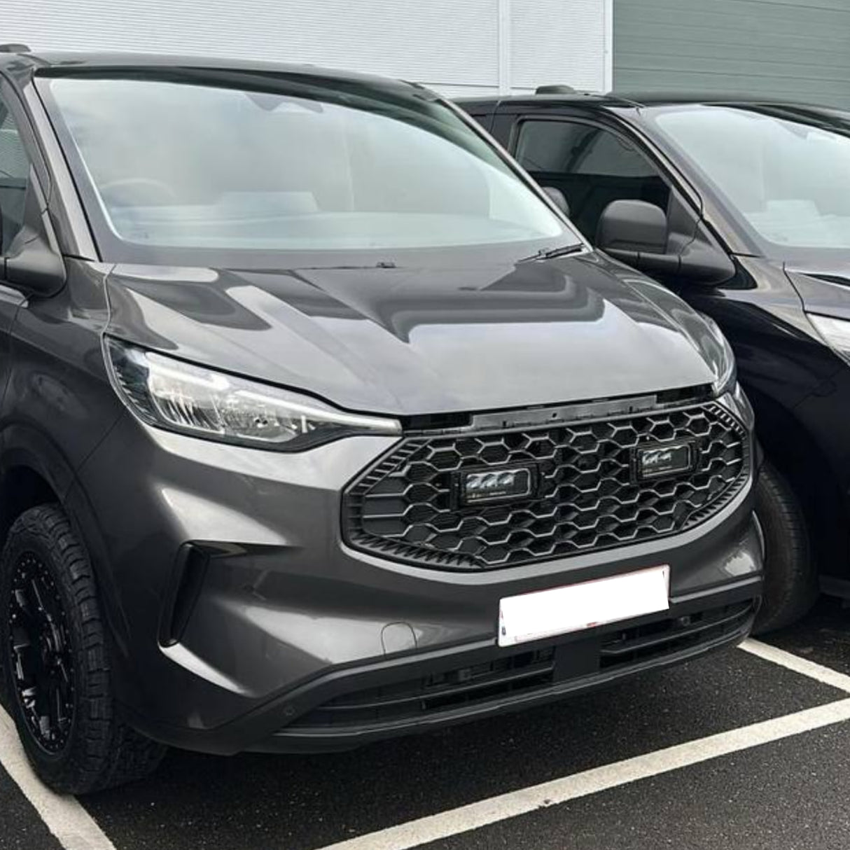 For New Transit Custom 2024 Front Grille with Integrated LED Lights - Gloss Black | Van-X