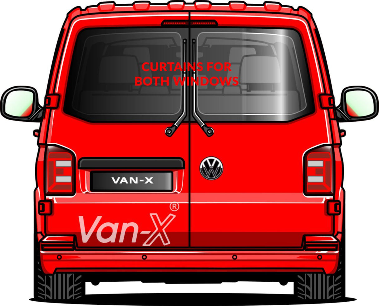 For VW T6 Transporter Van Conversion Premium Curtains Van-X - Black/Blue