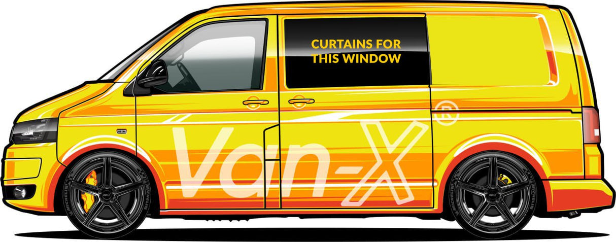 For VW T4 Transporter Van Conversion Premium Curtains Van-X - Black/Blue