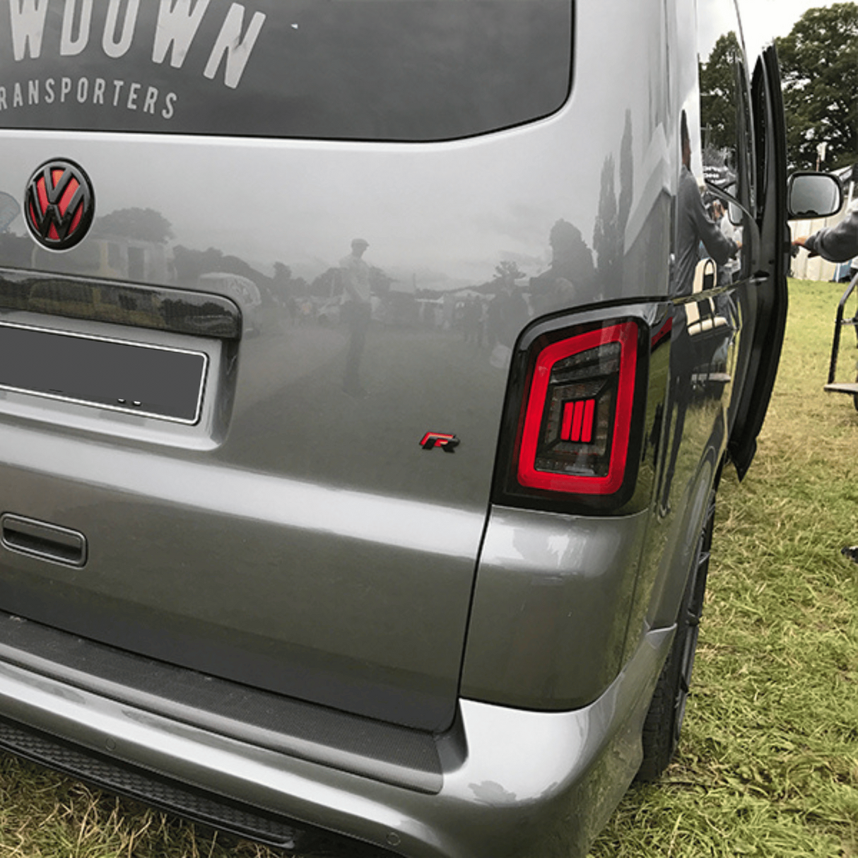 For VW T5, T5.1 Smoked Tailgate LHD Rear Lights Red Bars LED Left Hand Drive Van only MK3