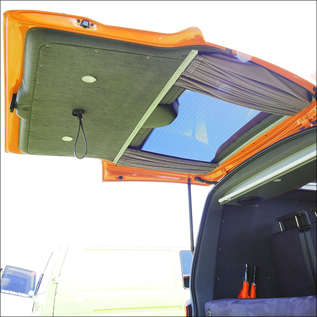 VW T6 Transporter Conversion de Van Rideaux Premium Van-X - Noir/Gris