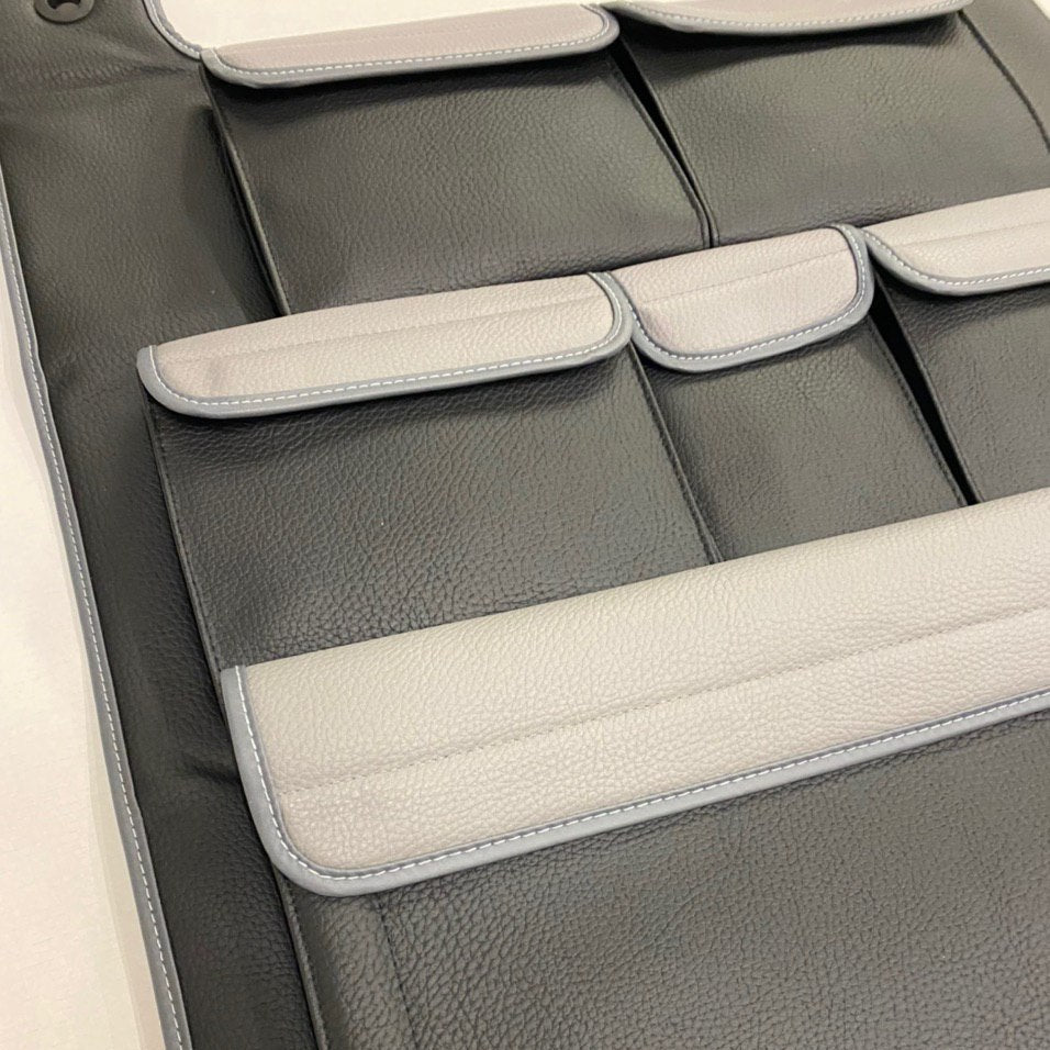 Voor VW T5 / T5.1 / T6 Transporter dubbele achterbankorganizer (zwart met grijze deksels)
