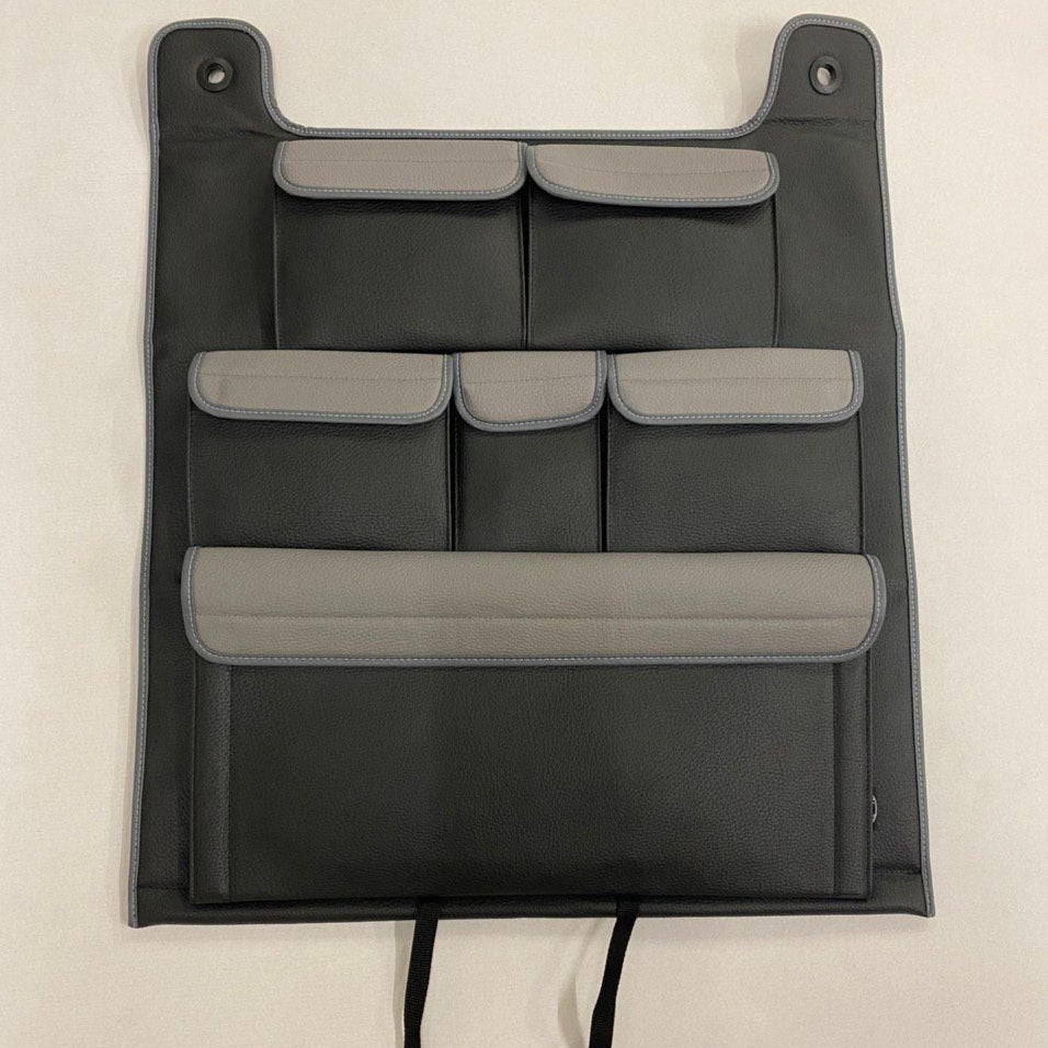 Voor VW T5 / T5.1 / T6 Transporter dubbele achterbankorganizer (zwart met grijze deksels)