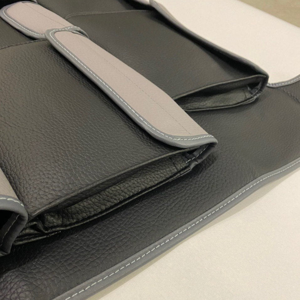 Voor VW T5 / T5.1 / T6 Transporter dubbele achterbankorganizer (zwart met grijze deksels)