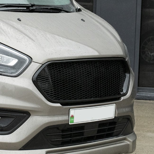 Pour Ford Transit Custom Grille sans badge en nid d'abeille – Noir mat, prêt à installer