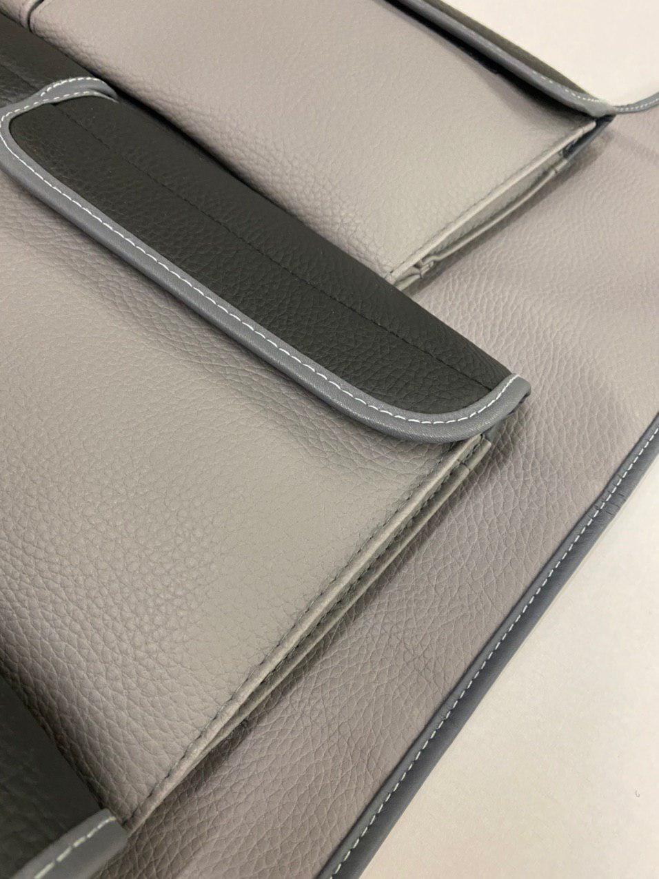 For VW T5 / T5.1 Transporter Campervan Leatherette Double Back Seat Organiser (Grey with Black Lids)