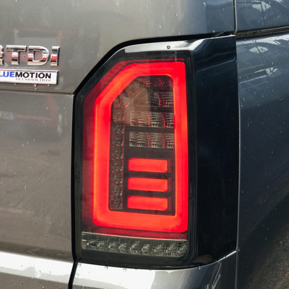 For VW T6 Smoked Tailgate LHD Red-Bars European Left Hand Drive Van only Sequential Indicator
