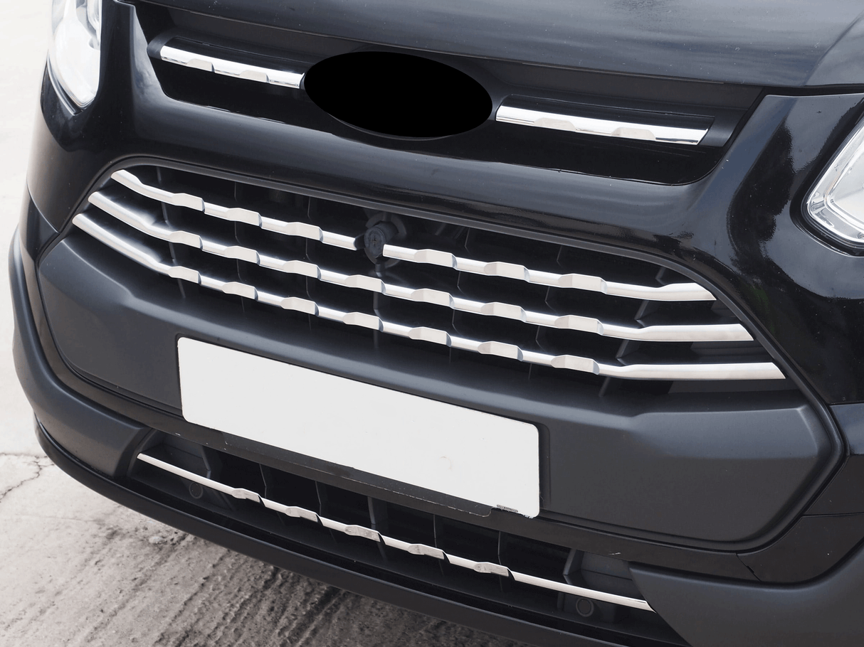 Per Ford Transit Custom Shiny Chrome Front Grille Trims (7 pezzi) - MK1 (2012-2018) - Pronto per il montaggio