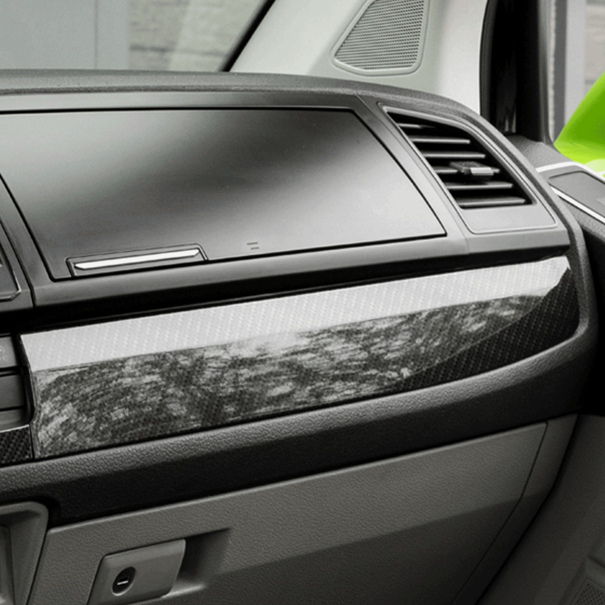 For VW Transporter T6 LHD Lower Dash Styling Trims Carbon Effect