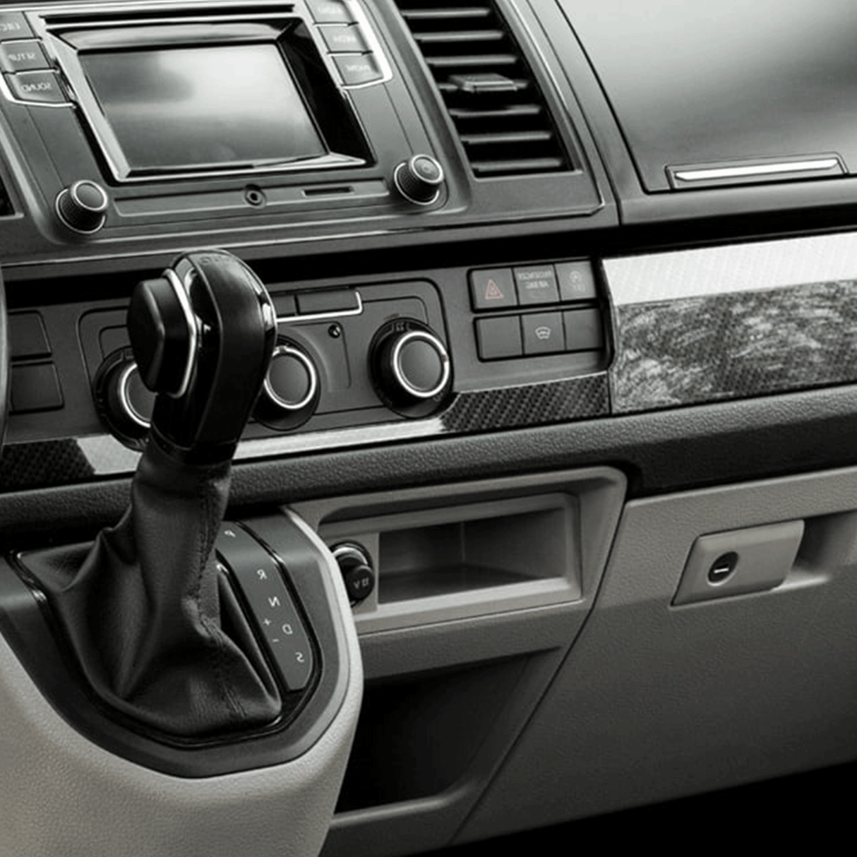 For VW Transporter T6 LHD Lower Dash Styling Trims Carbon Effect