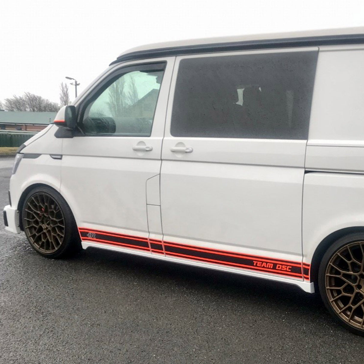 For VW T6.1 Transporter SWB ABS Side Skirts Painted In Candy White