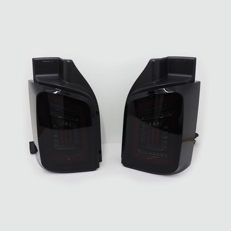 For VW T5, T5.1 Smoked Barn Door LHD Rear Lights Red Bars LED Left Hand Drive Van only MK3