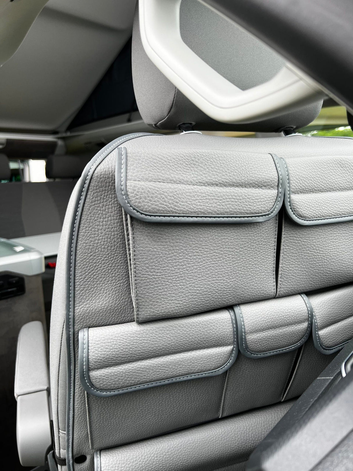 For VW California Ocean, Coast & Beach Campervan Single/Captains Seat Leatherette Back Seat Organiser Storage Solution