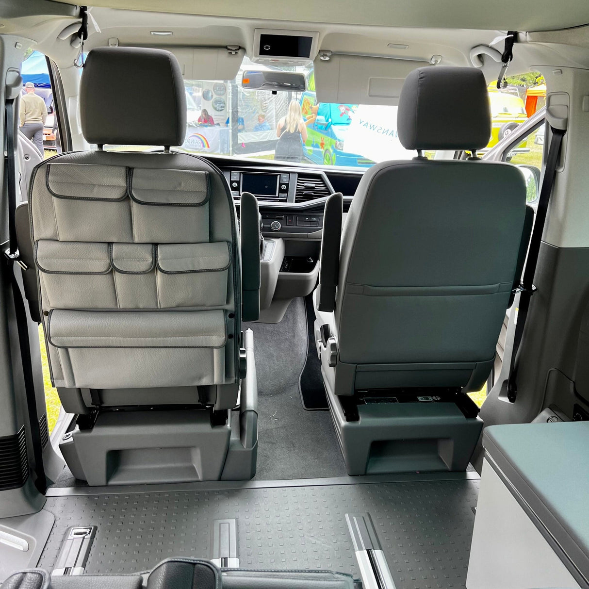 For VW California Ocean, Coast & Beach Campervan Single/Captains Seat Leatherette Back Seat Organiser Storage Solution