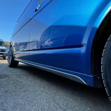 For VW T6.1 Transporter SWB ABS Side Skirts Painted In Deep Black
