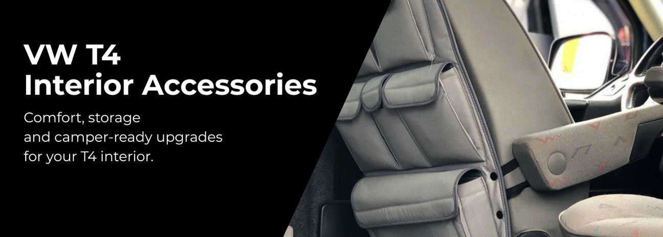 VW T4 interior accessories with curtains and camper upgrades