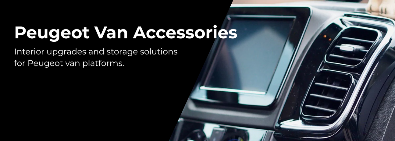 Peugeot Boxer interior with dashboard organiser and storage solutions