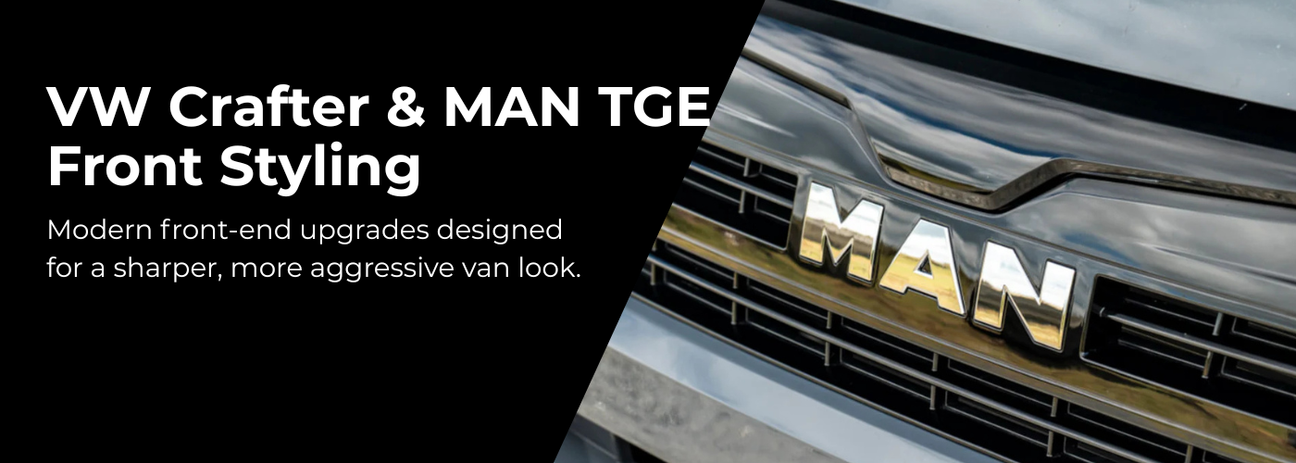 VW Crafter front styling upgrades with grille and headlight trims
