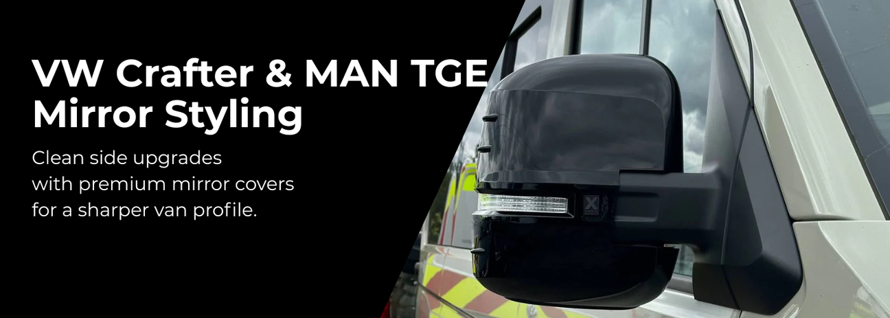 VW Crafter mirror covers gloss black side styling upgrade