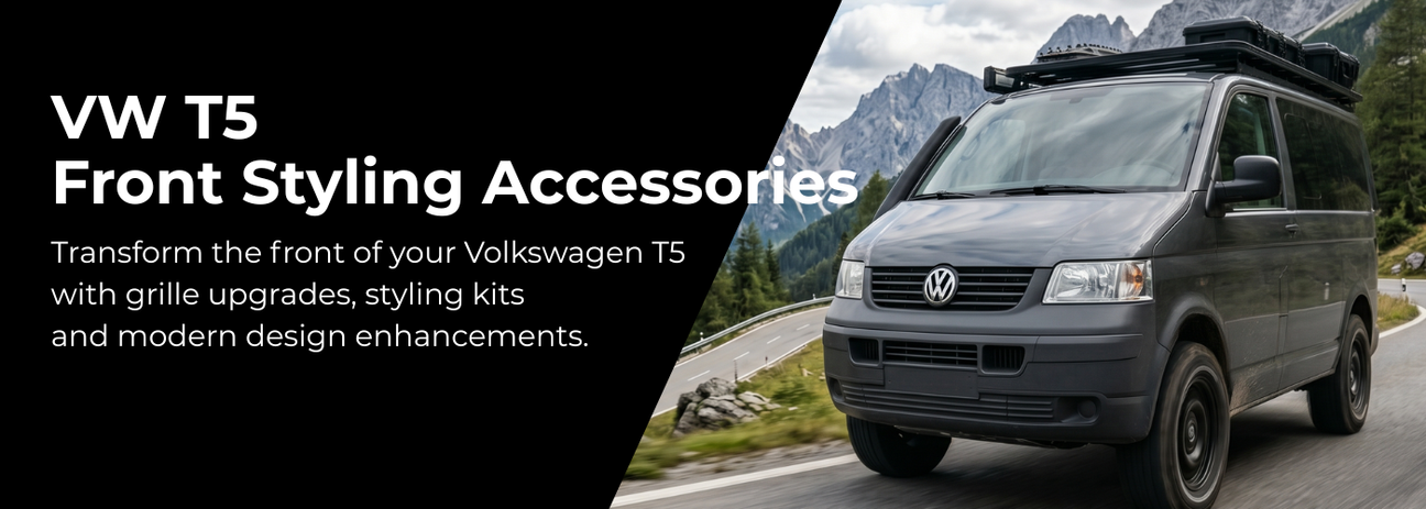 VW T5 front styling accessories with grille and honeycomb upgrades