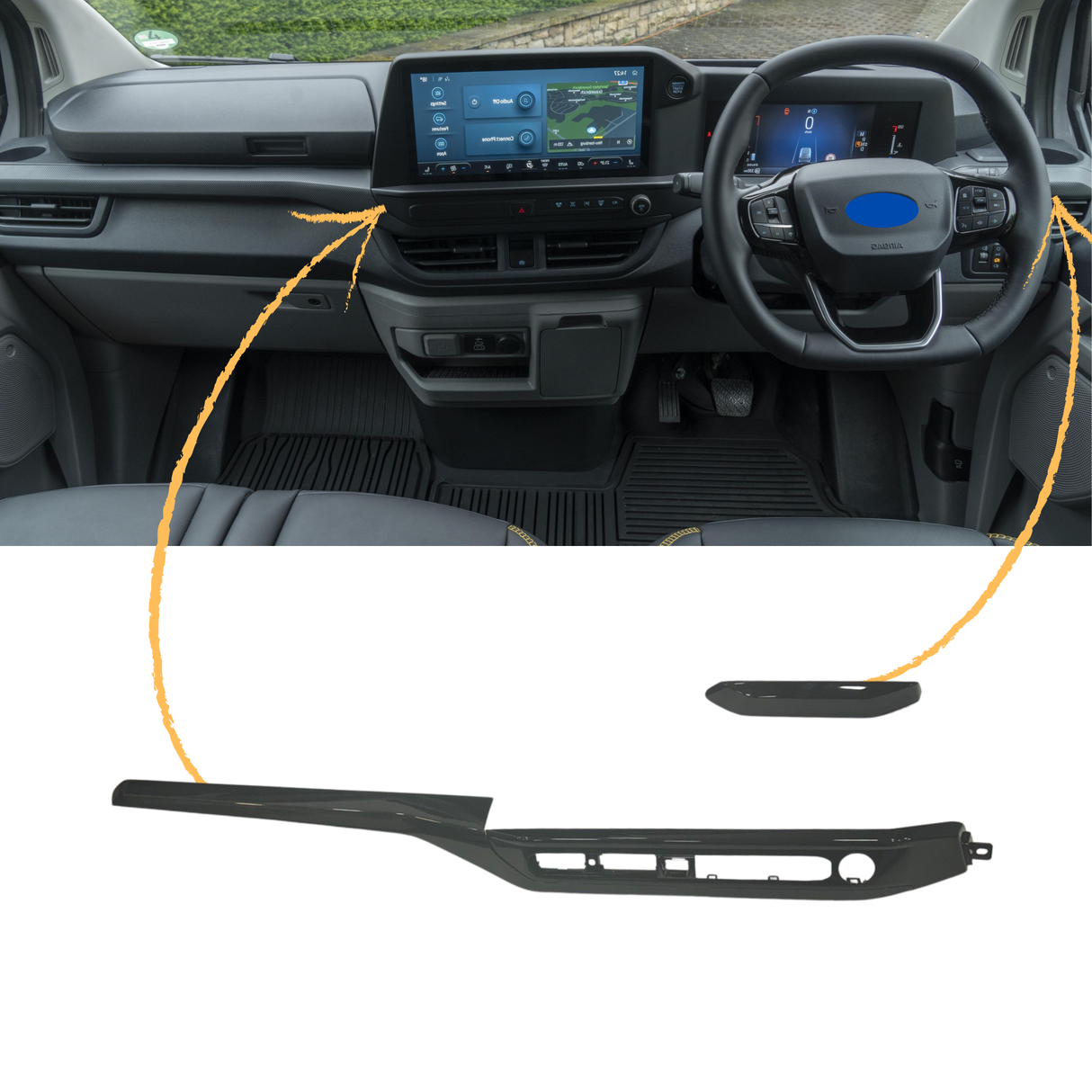 For New Transit Custom Lower Dash Trims - Carbon | Van-X
