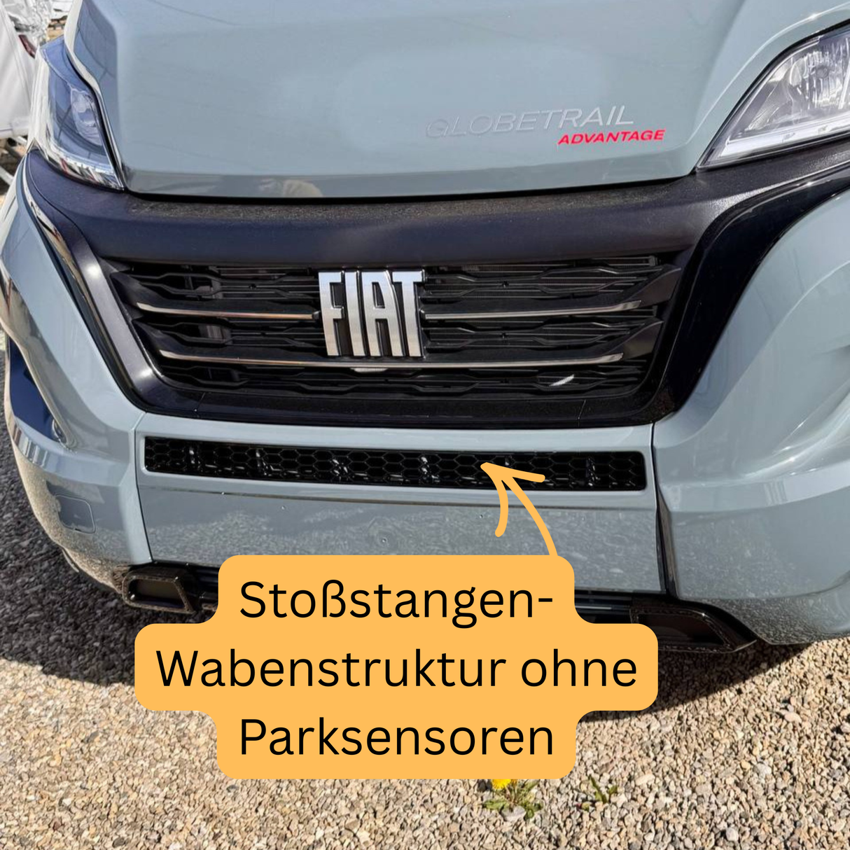 For Fiat Ducato Bumper Honeycomb without Parking Sensors - Gloss Black