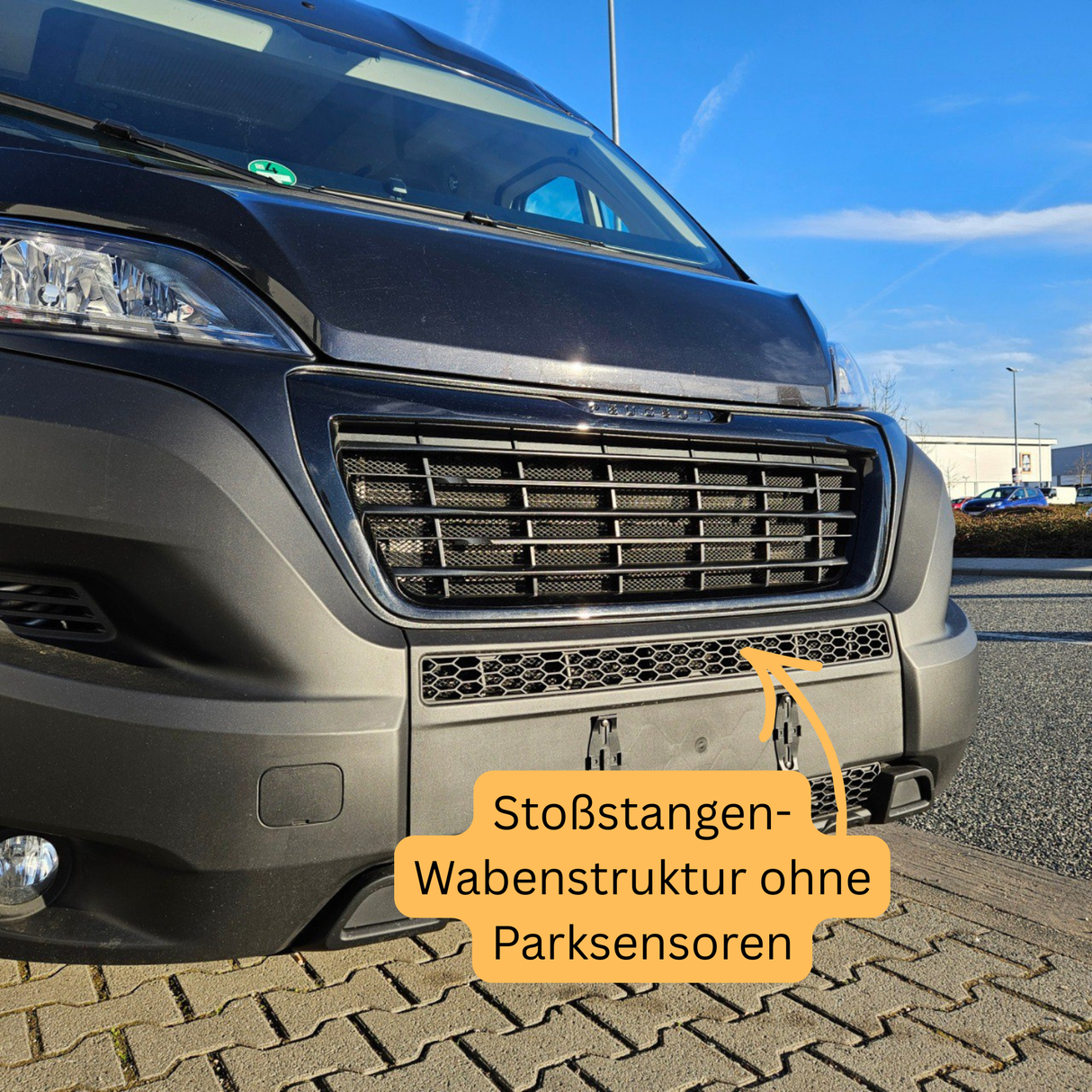 For Fiat Ducato Bumper Honeycomb without Parking Sensors - Matte Black