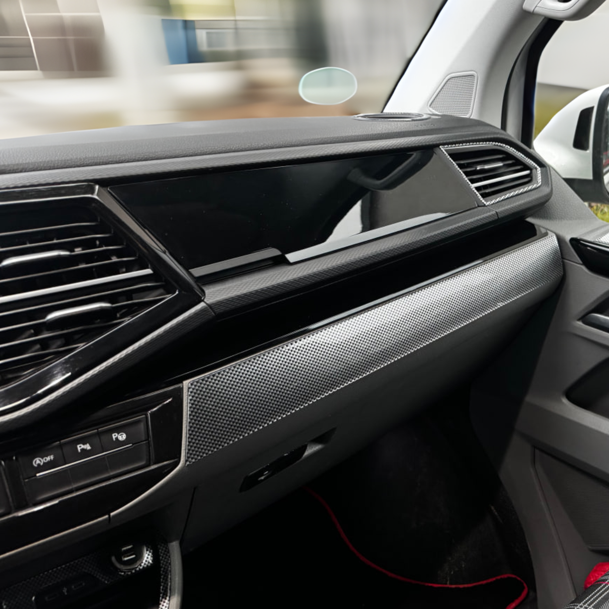 For VW T6.1 Transporter Dashboard Upgrade Van-X – Premium 4-Piece Gloss Black Lower Dash Trim & Door Card Set