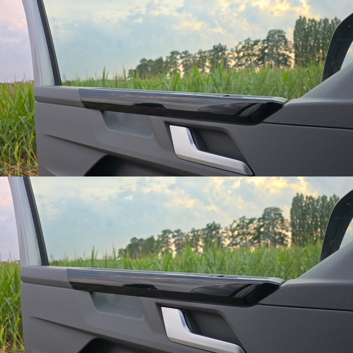 For VW T6.1 Transporter Dashboard Upgrade Van-X – Premium 4-Piece Gloss Black Lower Dash Trim & Door Card Set