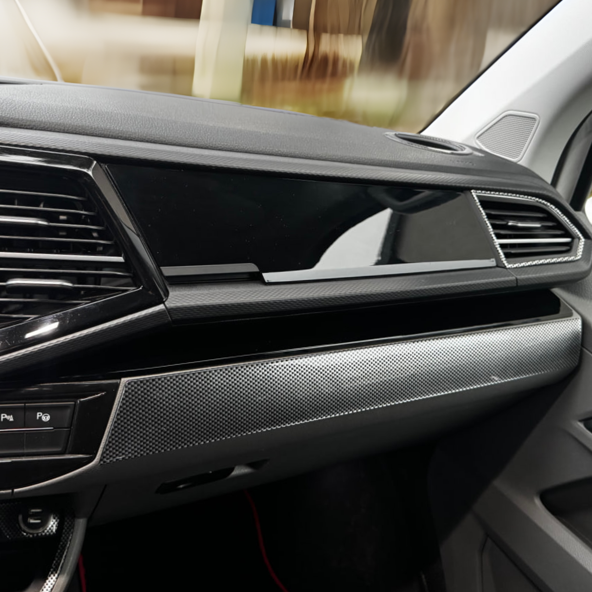 For VW T6.1 Transporter Dashboard Upgrade Van-X – Premium 4-Piece Gloss Black Lower Dash Trim & Door Card Set