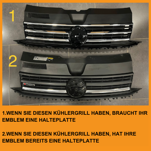 VW T6 R-Line voorgrille (2 in 1) met badge/badgeloos - glanzend zwart