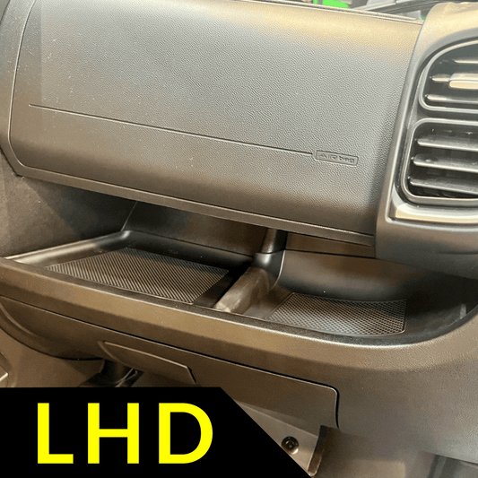 Inserto/Mat de Goma Negro para el Nuevo Panel de Instrumentos Inferior de Vauxhall Movano autotrail (LHD) AUTO-SLEEPERS, BAILEY, HOBBY, HYMER, RAPIDO, SWIFT, AUTO-TRAIL