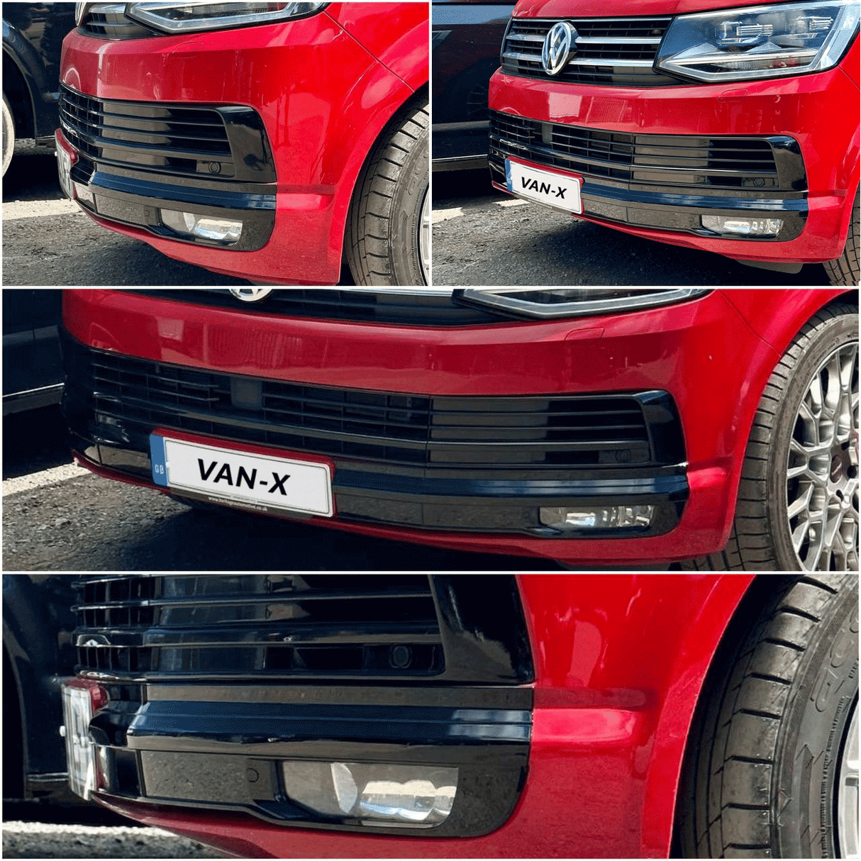 For VW T6 Highline Front Bumper XL Grille | Gloss Black ABS Upgrade | Van-X