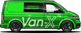 VW T6.1 Transporter Ombouw Van Premium Gordijnen Van-X - Zwart/Blauw