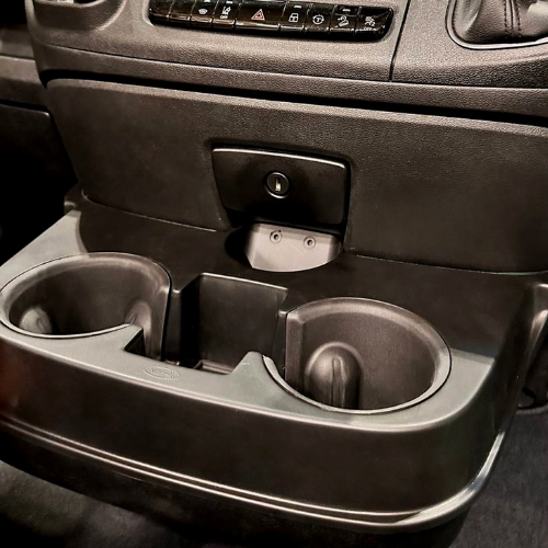 Our brand-new cupholder console – to fit all; Opel Movano, Citroën Jumper, Peugeot Boxer